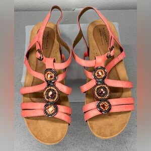 Rockport Coral Strappy Beaded Slingback Sandals Cobb Hill Collection 9W CCK02CO